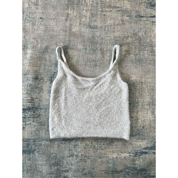 Kendall & Kylie Powder Blue Fuzzy Crop Top Size Small - Picture 4 of 5